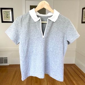 Zip-Up Grey Polo Top